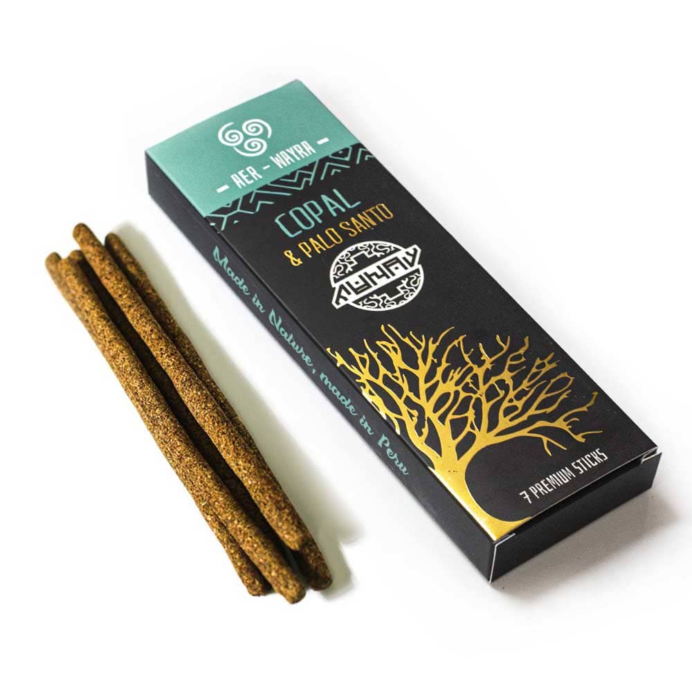 Palitos de Incienso Premium Copal y Palo Santo | Elemento Aire Serenidad | 7 Palitos Artesanales de Perú