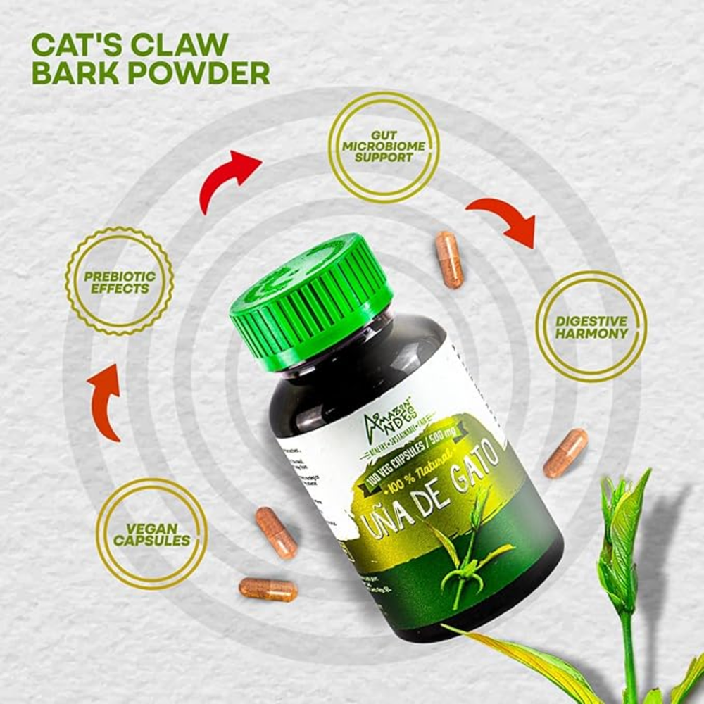 Cápsulas de Uña de Gato (Uncaria tomentosa) | Inmunidad y Antiinflamatorio Amazónico | 100 Cápsulas (1000 mg) | Fairtrade USA Certificado — imagen 3
