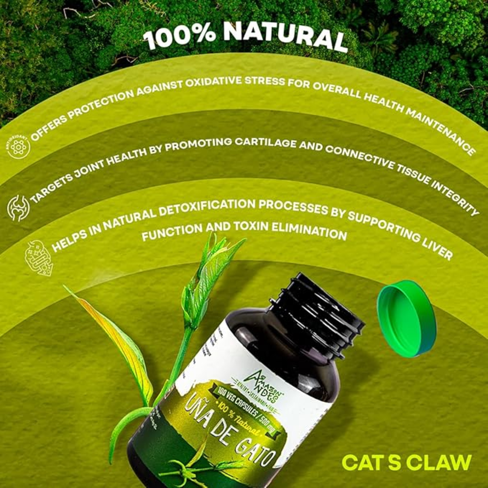 Cápsulas de Uña de Gato (Uncaria tomentosa) | Inmunidad y Antiinflamatorio Amazónico | 100 Cápsulas (1000 mg) | Fairtrade USA Certificado — imagen 4